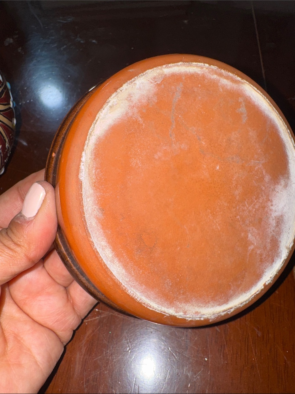 Made in Mexico Handcrafted Orange Floral Ceramic Planter Bowl with bottom tray - Picture 9 of 12